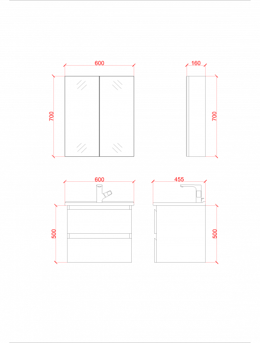 SaniSupreme® Aloni Badmeubel Sally 80 mat grijs wastafelblad met ronde waskom wit