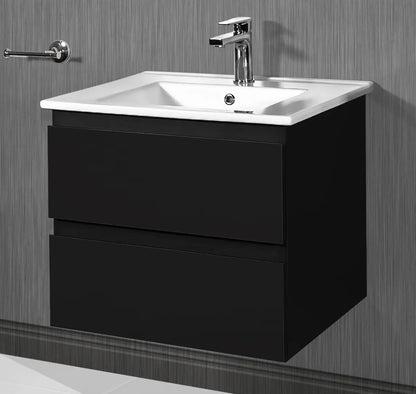 SaniSupreme® Aloni Badmeubel Sally 80 mat zwart keramische wastafel wit