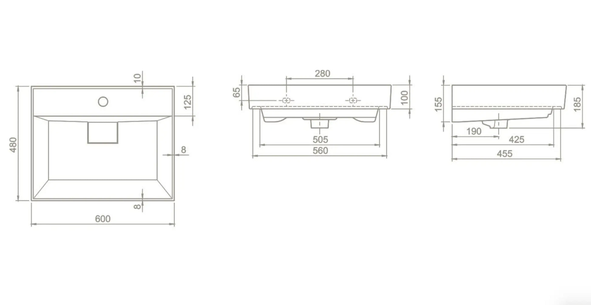 SaniSupreme® Aloni Keramische wastafel hoog model wit (combinatie Sharp onderkast) 100 cm.