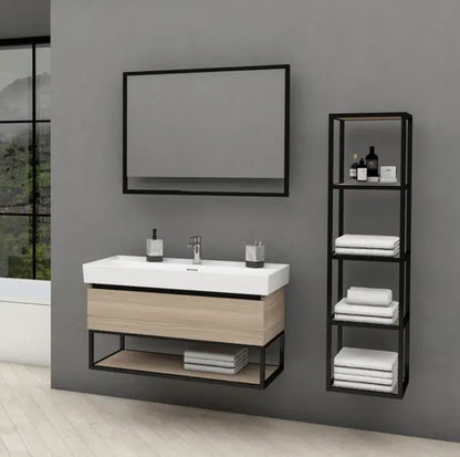 SaniSupreme® Aloni Keramische wastafel hoog model wit (combinatie Sharp onderkast) 100 cm.