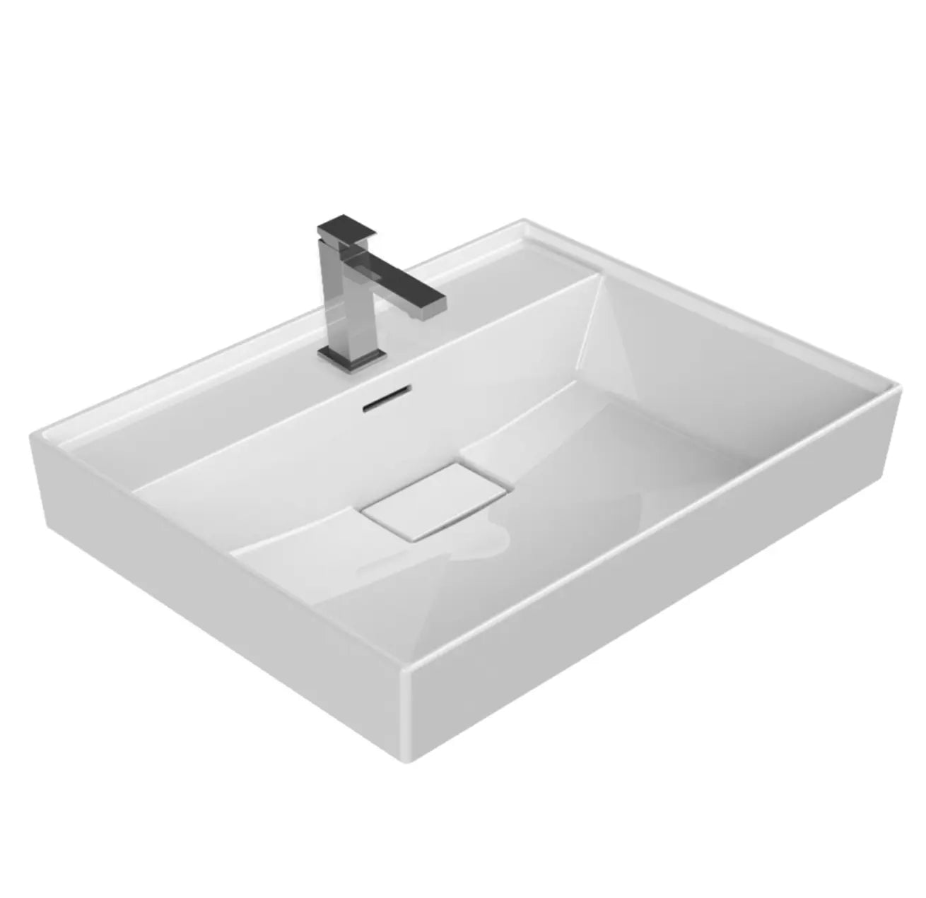 SaniSupreme® Aloni Keramische wastafel hoog model wit (combinatie Sharp onderkast) 60 cm.