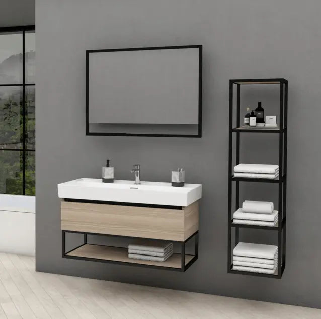 SaniSupreme® Aloni Keramische wastafel hoog model wit (combinatie Sharp onderkast) 80 cm.