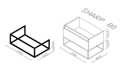 SaniSupreme® Aloni Sharp onderkast + wastafel mat zwart 80 cm.