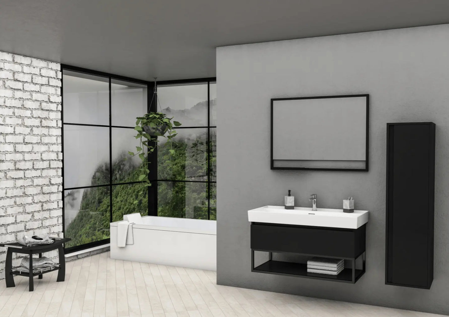 SaniSupreme® Aloni Sharp onderkast wastafelmeubel mat zwart 60 cm.