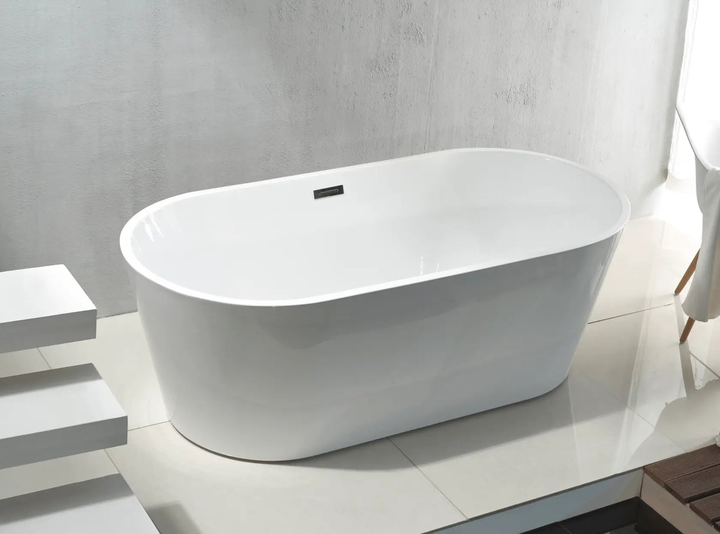 SaniSupreme Aloni vrijstaand bad Rondo acryl 180 x 80 cm ovaal wit glans