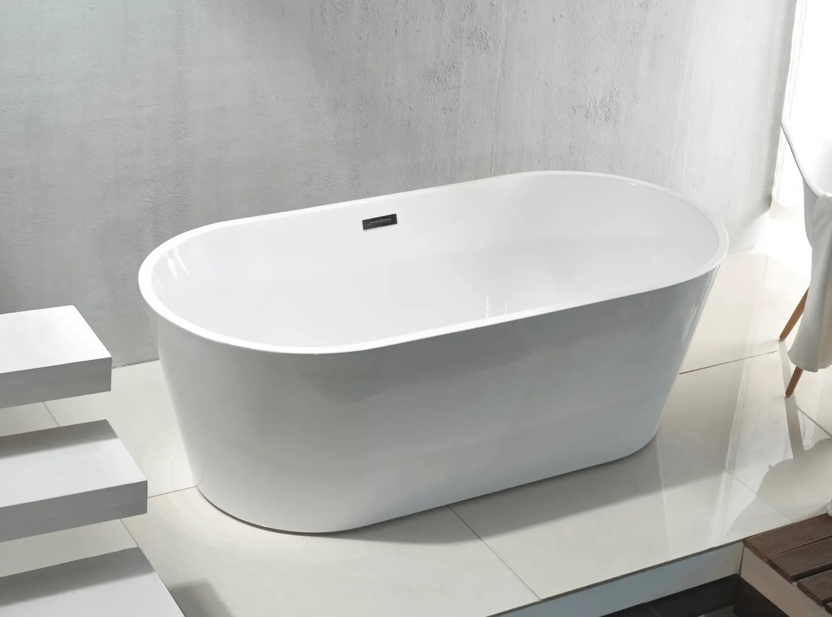 SaniSupreme Aloni vrijstaand bad Rondo acryl 180 x 80 cm ovaal wit glans