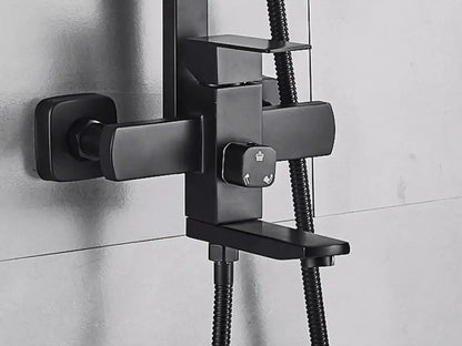 SaniSupreme Arizona Basic opbouw bad doucheset 3 - weg met baduitloop 20 cm. ABS regendouche mat zwart vierkant