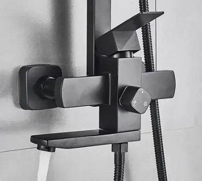 SaniSupreme Arizona Basic opbouw bad doucheset 3 - weg met baduitloop 20 cm. ABS regendouche mat zwart vierkant