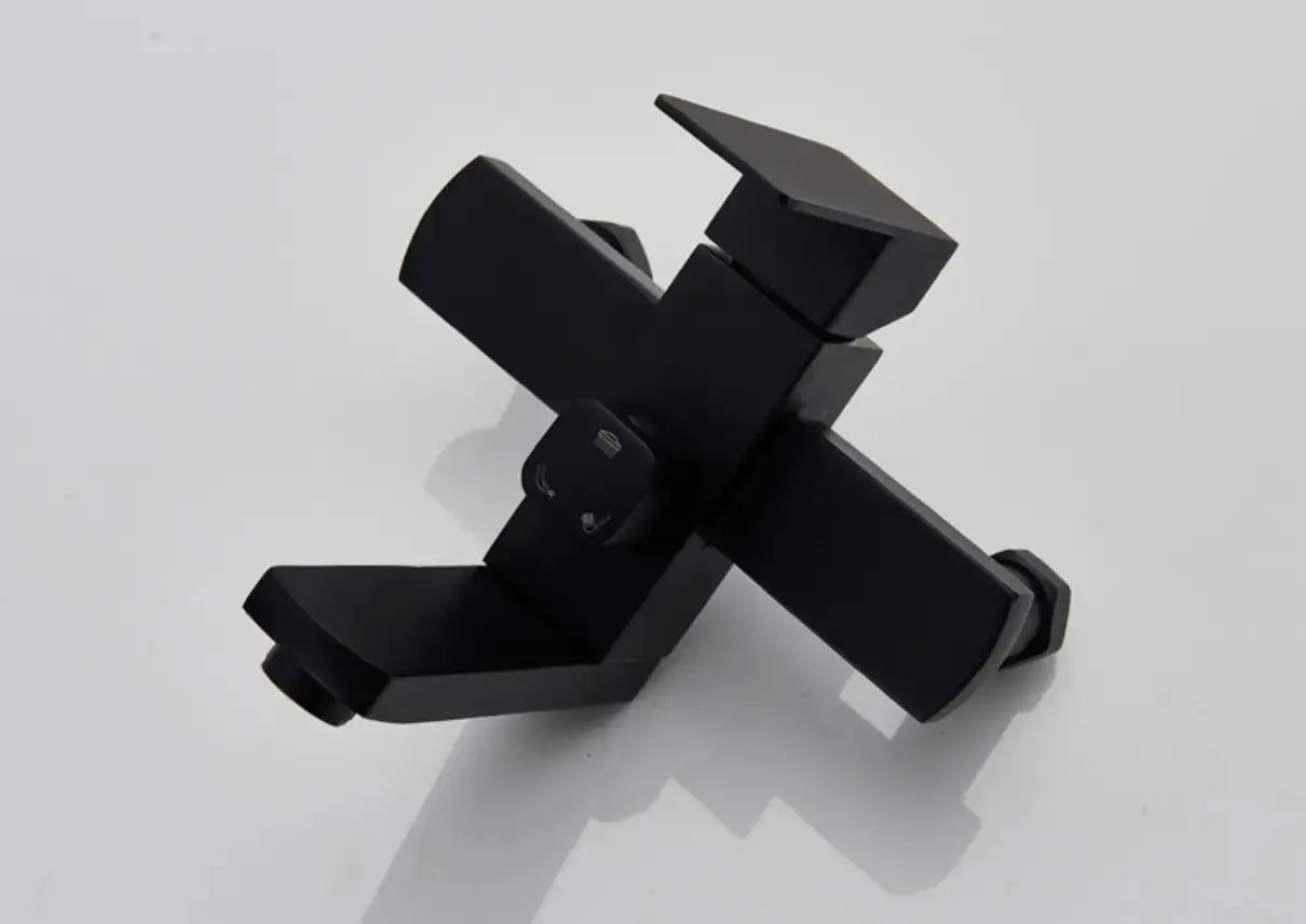 SaniSupreme Arizona Basic opbouw bad doucheset 3 - weg met baduitloop 20 cm. ABS regendouche mat zwart vierkant