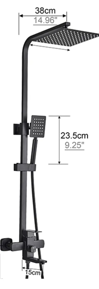 SaniSupreme Arizona opbouw bad doucheset met baduitloop 10 inch regendouche mat zwart vierkant