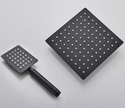 SaniSupreme Arizona opbouw bad doucheset met baduitloop 10 inch regendouche mat zwart vierkant