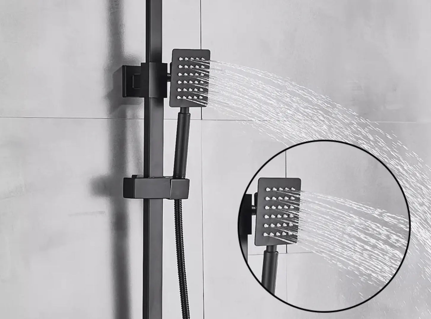 SaniSupreme Arizona opbouw bad doucheset met baduitloop 10 inch regendouche mat zwart vierkant