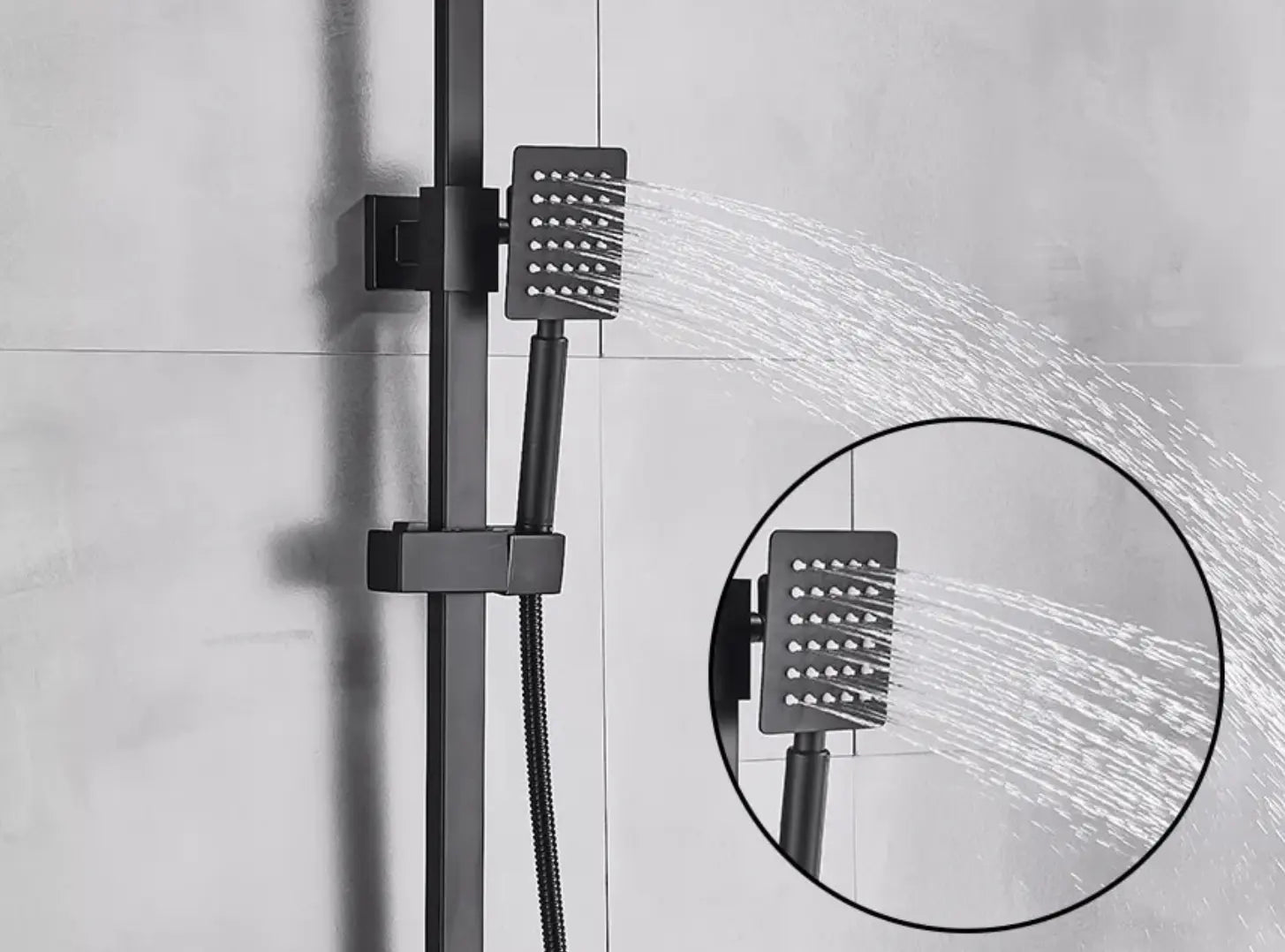 SaniSupreme Arizona opbouw bad doucheset met baduitloop 10 inch regendouche mat zwart vierkant