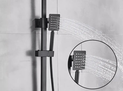 SaniSupreme Arizona opbouw bad doucheset met baduitloop 10 inch regendouche mat zwart vierkant