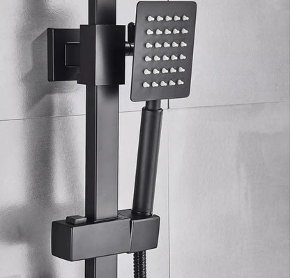 SaniSupreme Arizona opbouw bad doucheset met baduitloop 10 inch regendouche mat zwart vierkant