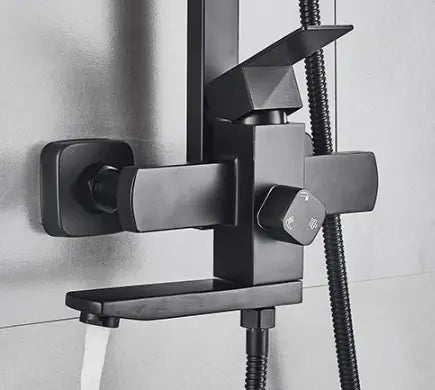 SaniSupreme Arizona opbouw bad doucheset met baduitloop 12 inch regendouche mat zwart vierkant