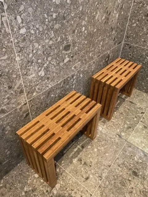 SaniSupreme Badkamer Bamboe bankje tafeltje van echt bamboehout handgemaakt