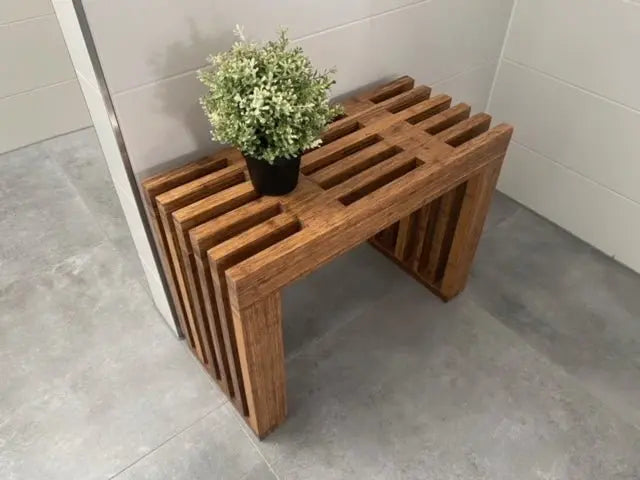 SaniSupreme Badkamer Bamboe bankje tafeltje van echt bamboehout handgemaakt