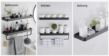 Sanisupreme Badkamer Doucheplank Wandplank met rand mat zwart 30 cm. RVS