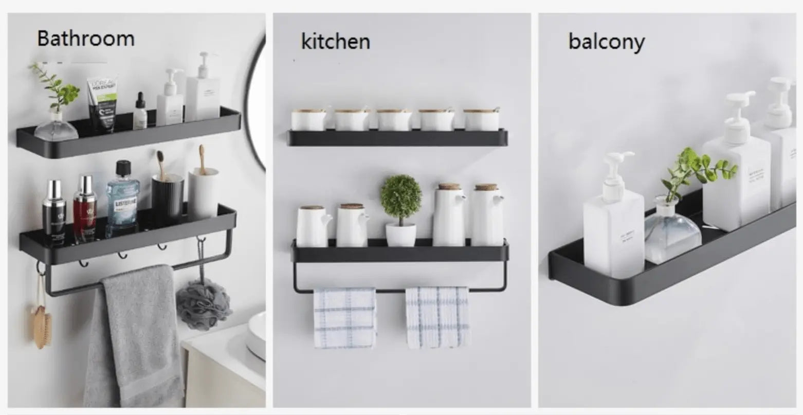 Sanisupreme Badkamer Doucheplank Wandplank met rand mat zwart 40 cm. RVS