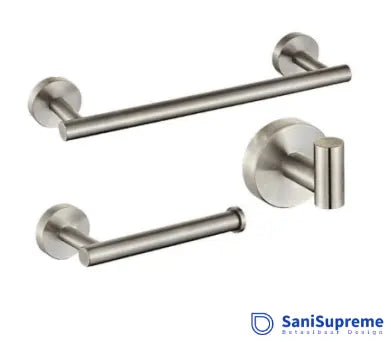 SaniSupreme Badkamerset handdoekrek, handdoekhaak en toiletrolhouder RVS
