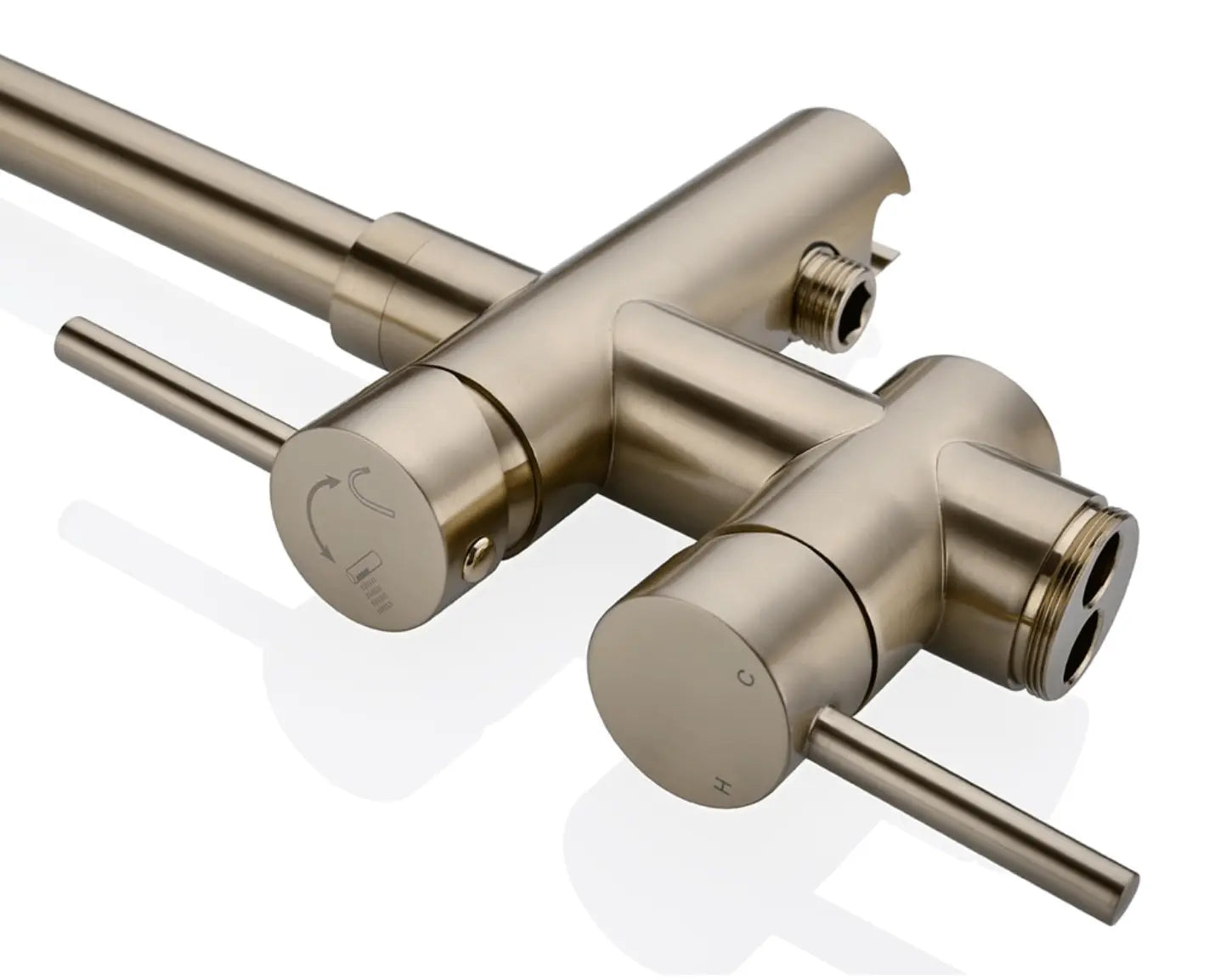 SaniSupreme Badkraan Ancona vrijstaand model met handdouche geborsteld goud