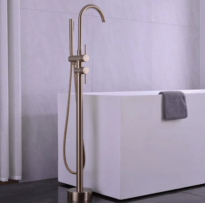 SaniSupreme Badkraan Ancona vrijstaand model met handdouche geborsteld goud