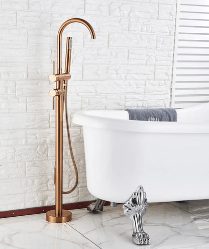 SaniSupreme Badkraan Ancona vrijstaand model met handdouche geborsteld koper