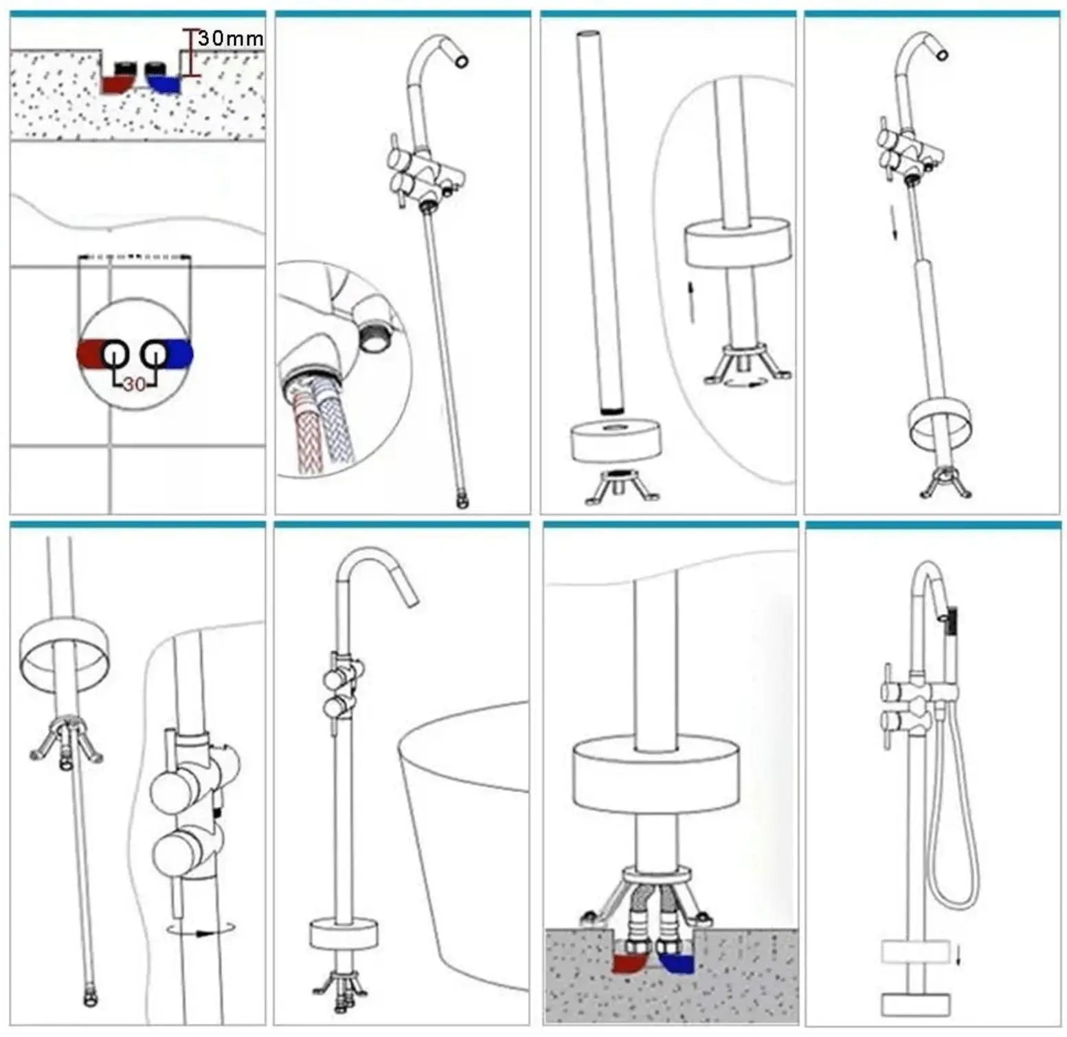 SaniSupreme Badkraan Ancona vrijstaand model met handdouche geborsteld koper