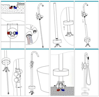 SaniSupreme Badkraan Ancona vrijstaand model met handdouche geborsteld koper
