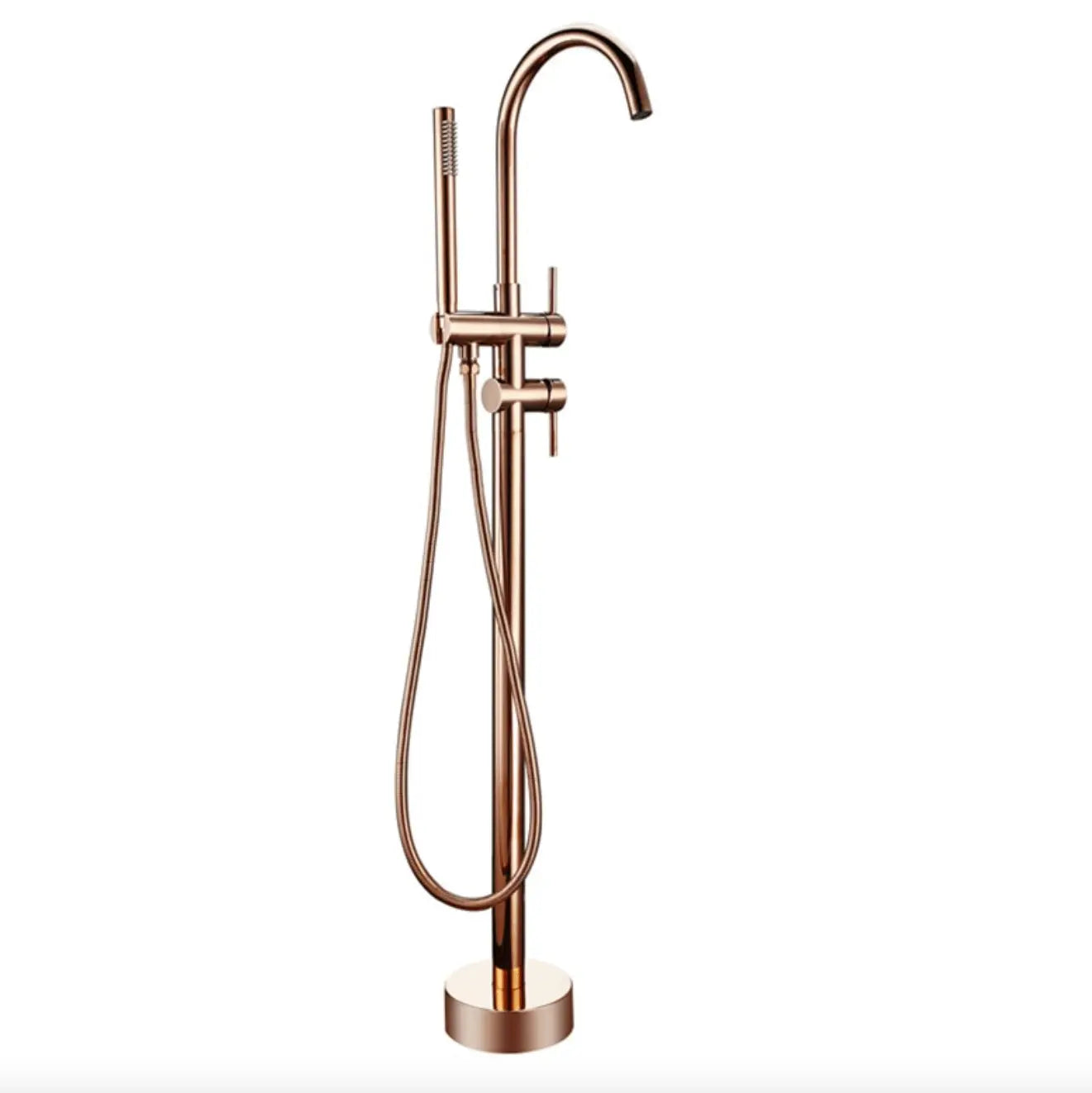 SaniSupreme Badkraan Ancona vrijstaand model met handdouche geborsteld koper