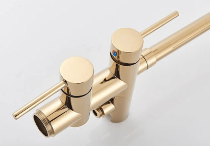 SaniSupreme Badkraan Ancona vrijstaand model met handdouche glanzend goud