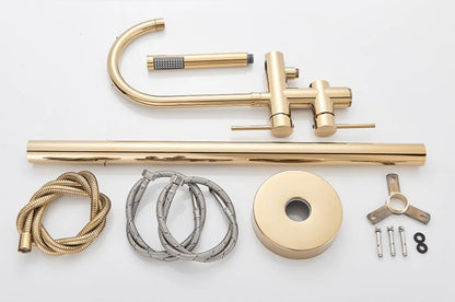 SaniSupreme Badkraan Ancona vrijstaand model met handdouche glanzend goud