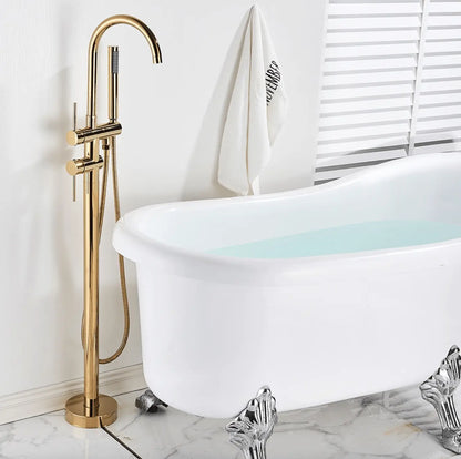 SaniSupreme Badkraan Ancona vrijstaand model met handdouche glanzend goud