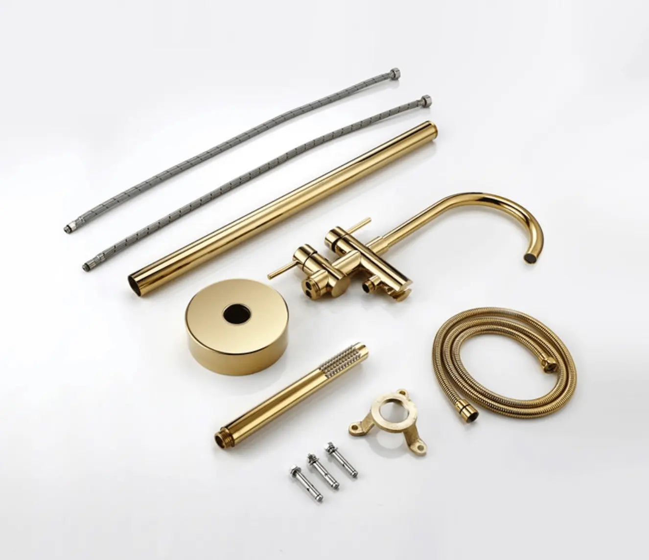 SaniSupreme Badkraan Ancona vrijstaand model met handdouche glanzend goud