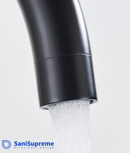 SaniSupreme Badkraan Ancona vrijstaand model met handdouche mat zwart