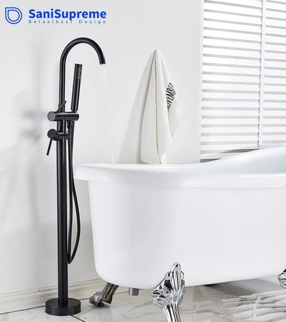 SaniSupreme Badkraan Ancona vrijstaand model met handdouche mat zwart