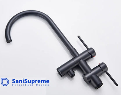 SaniSupreme Badkraan Ancona vrijstaand model met handdouche mat zwart