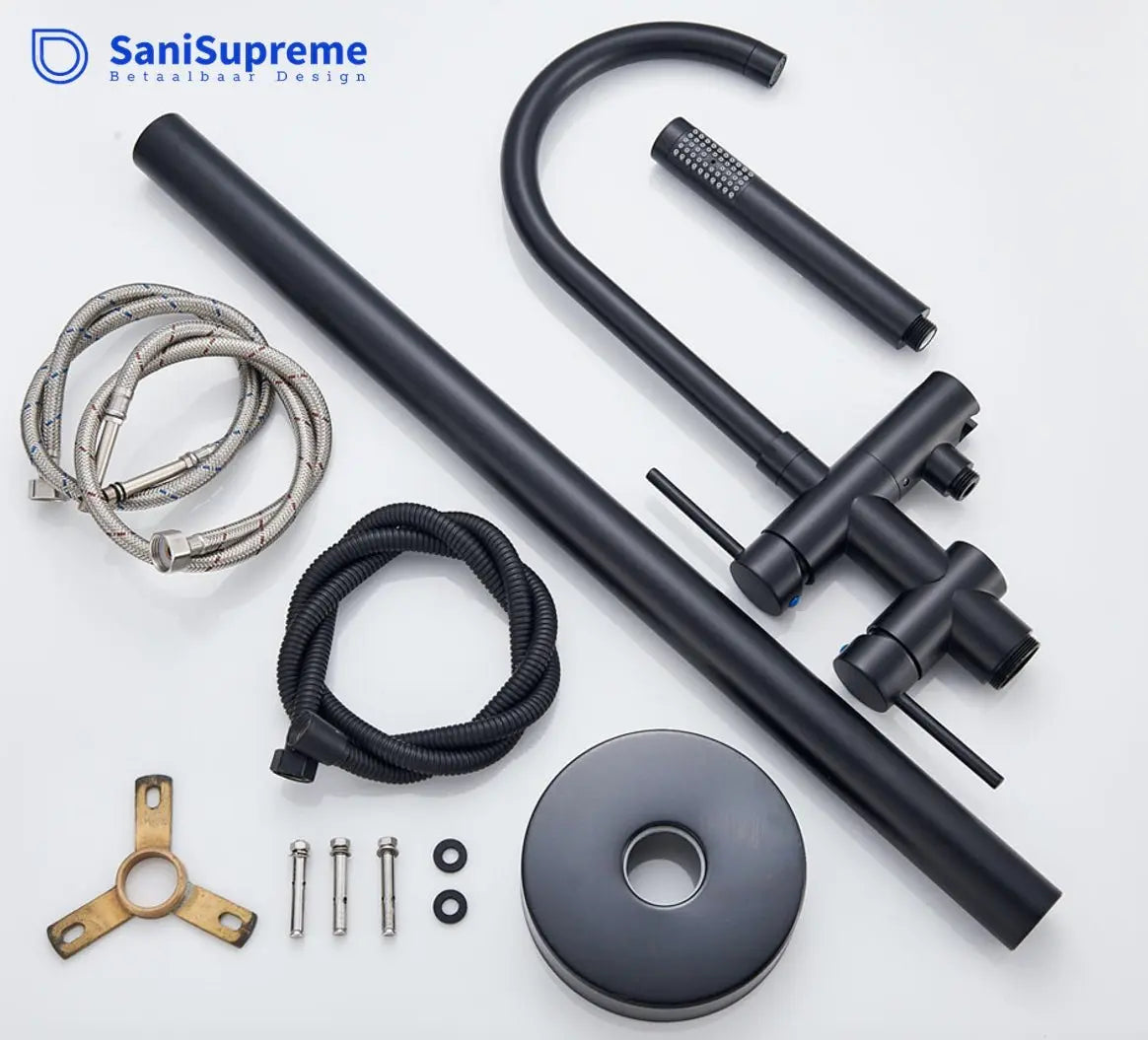 SaniSupreme Badkraan Ancona vrijstaand model met handdouche mat zwart