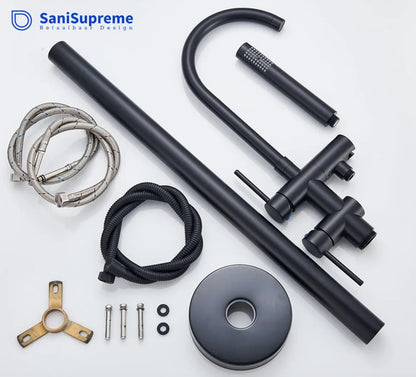 SaniSupreme Badkraan Ancona vrijstaand model met handdouche mat zwart