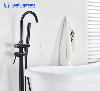 SaniSupreme Badkraan Ancona vrijstaand model met handdouche mat zwart