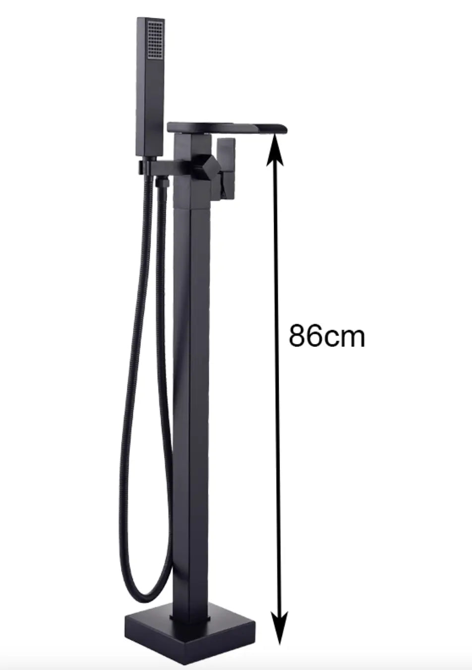 SaniSupreme® Badkraan Bergamo vrijstaand model met handdouche mat zwart