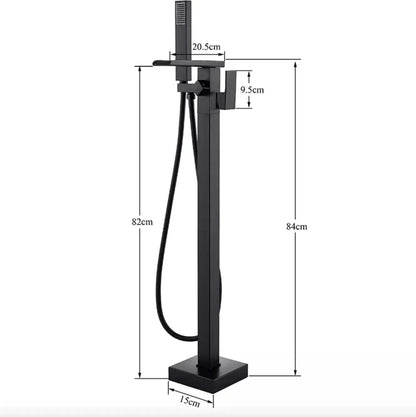 SaniSupreme® Badkraan Bergamo vrijstaand model met handdouche mat zwart