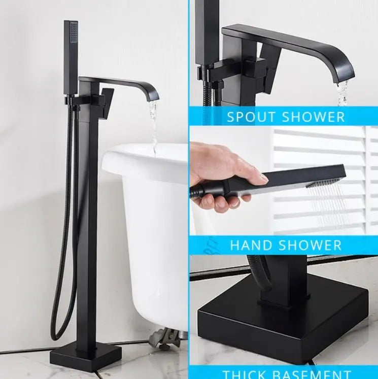 SaniSupreme® Badkraan Bocchi vrijstaand model met handdouche mat zwart