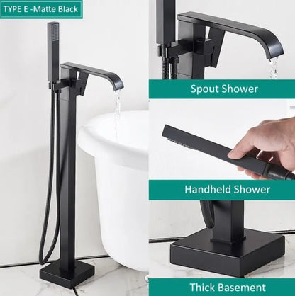 SaniSupreme® Badkraan Bocchi vrijstaand model met handdouche mat zwart