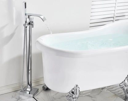 SaniSupreme® Badkraan Luca vrijstaand model met handdouche chroom glans