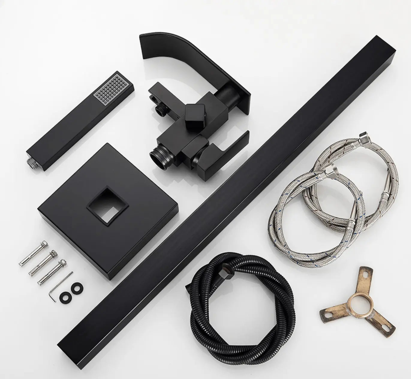 SaniSupreme® Badkraan Luca vrijstaand model met handdouche mat zwart