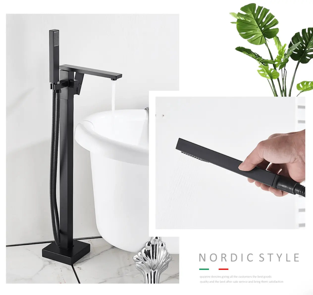 SaniSupreme® Badkraan Milan vrijstaand model met handdouche mat zwart