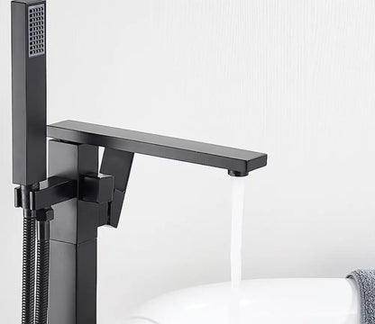 SaniSupreme® Badkraan Milan vrijstaand model met handdouche mat zwart