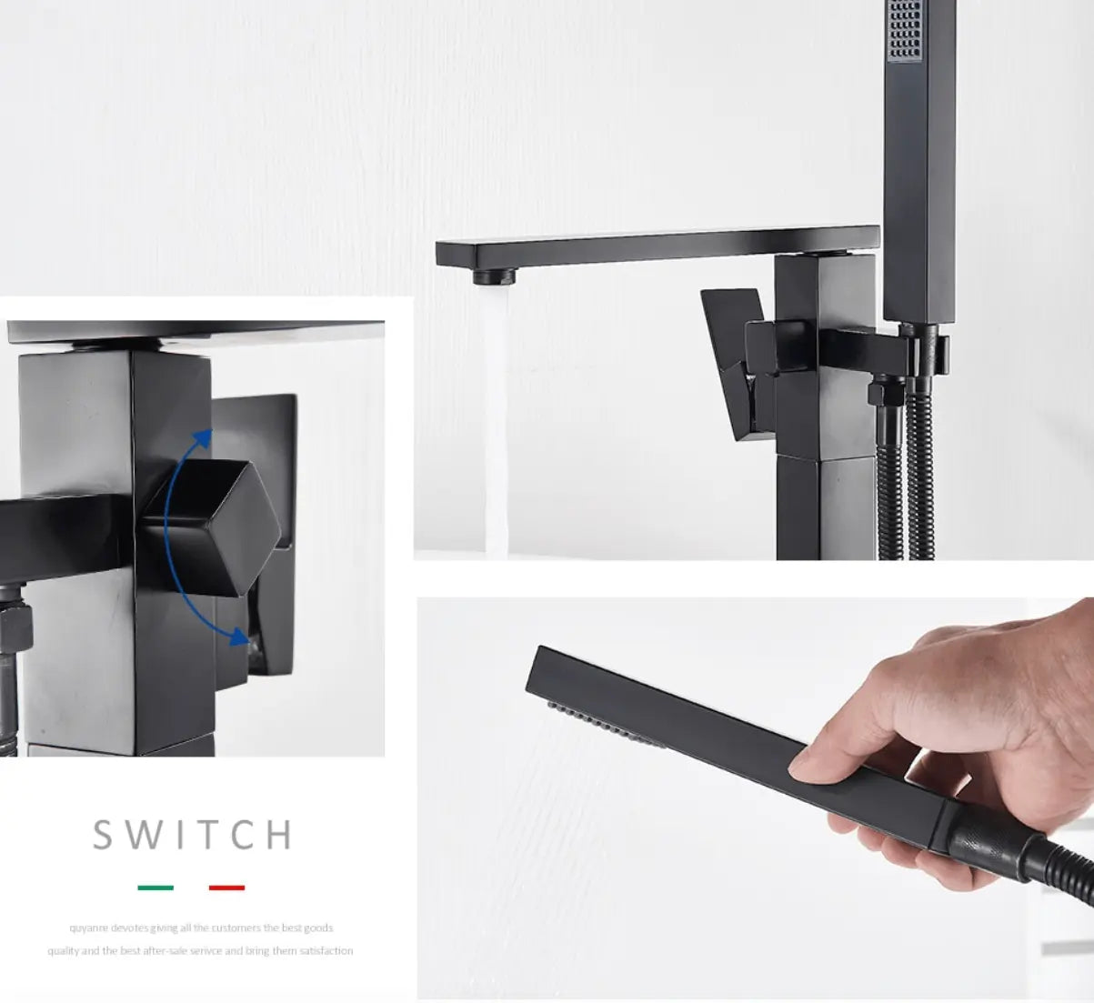 SaniSupreme® Badkraan Milan vrijstaand model met handdouche mat zwart